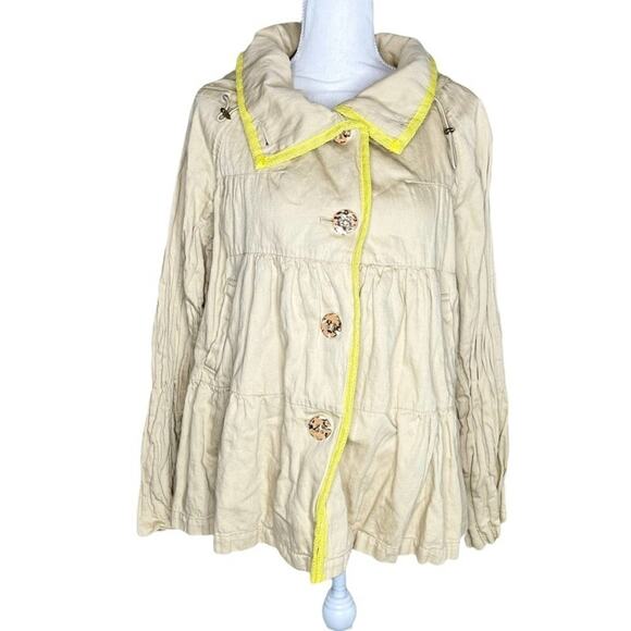 Anthro Hei Hei Khaki Tiered Swing Trench Coat womens medium - Picture 1 of 13